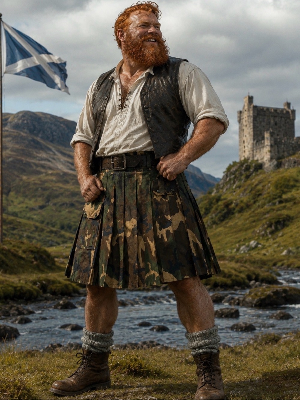 Men's Camouflage Pleated Kilt